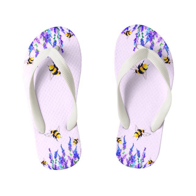 Chanclas Para Niños Flores y abejas vuelcan la brida (Plantilla)