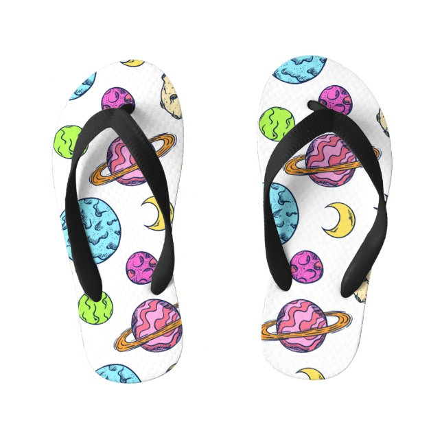 Chanclas Para Niños Fondo cósmico de Doodles espaciales (Plantilla)