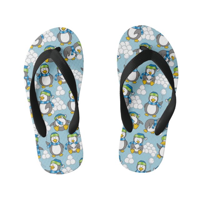 Chanclas Para Niños Fondo de pequeños pingüinos (Plantilla)