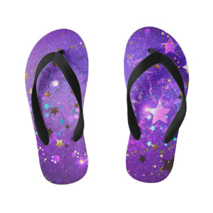 Chanclas Para Niños Fondo de Relieve metalizado púrpura con estrellas