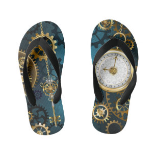 Chanclas Para Niños Fondo turquesa de vapor con engranajes
