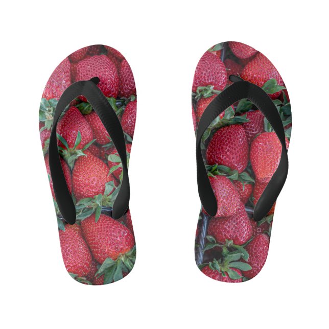 Chanclas Para Niños Fresas con hojas verdes (Plantilla)