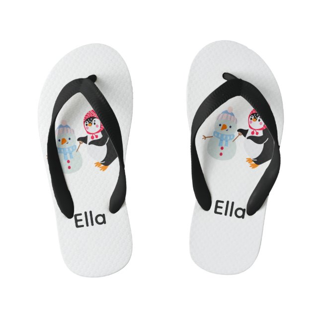 Chanclas Para Niños Frosty el muñeco de nieve y el pingüino (Plantilla)