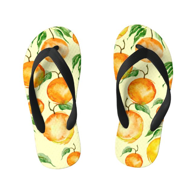 Chanclas Para Niños Frutas cítricas acuarelas, patrón tropical. (Plantilla)