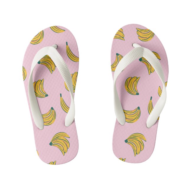 Chanclas Para Niños Frutas tropicales Bananero amarillo y rosa (Plantilla)