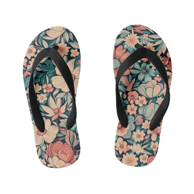 Chanclas Para Niños Funda de almohada de flores bohemias (Plantilla)