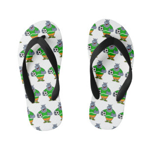 Chanclas Para Niños Funny hippo soccer player cartoon illustration 