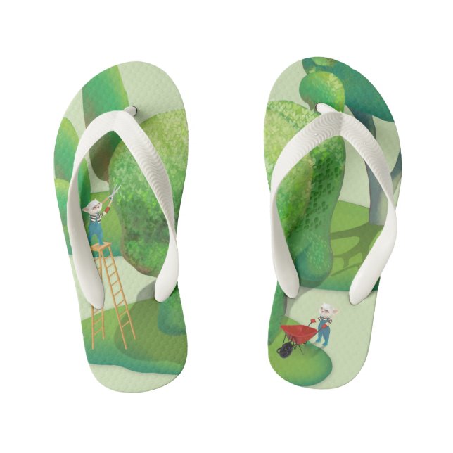 Chanclas Para Niños Gardeneradores de gatos y Bush de animales verdes (Plantilla)