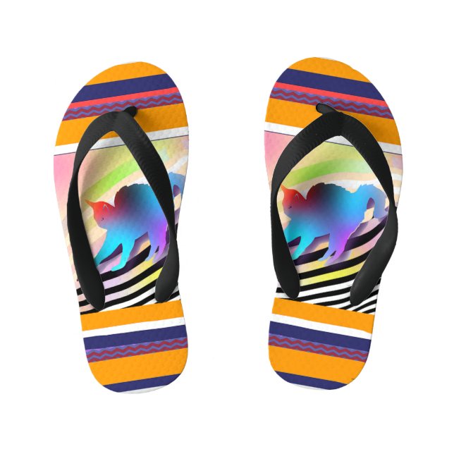 Chanclas Para Niños Gato Azul Con Rayas (Plantilla)