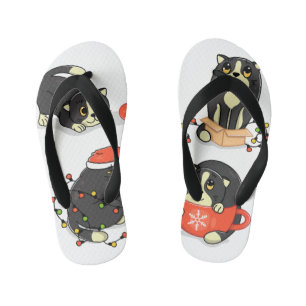 Chanclas Para Niños Gatos de Navidades bonitos y divertidos