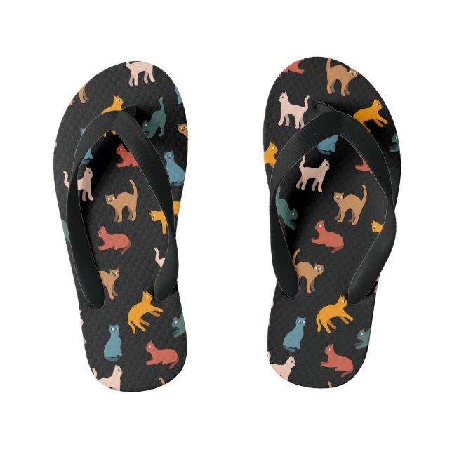 Chanclas Para Niños Gatos en negro (Plantilla)