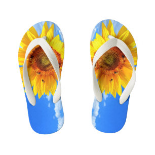 Chanclas Para Niños Girasol Amarillo y Abejas en un Cielo Azul - Veran