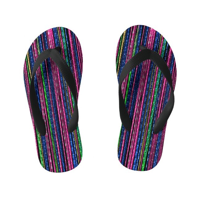 Chanclas Para Niños Glitz y Glam Sparkly Stripes (Plantilla)