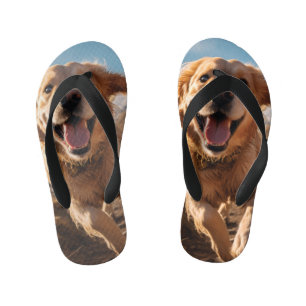 Chanclas Para Niños Golden Retriever Feliz Corriendo 