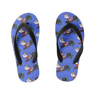 Chanclas Para Niños Graciosa cacatúa tocando el personalizado de guita