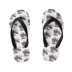 Chanclas Para Niños Gracioso ilustracion personalizado de alce feliz