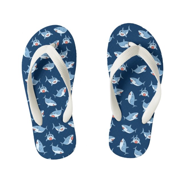 Chanclas Para Niños Gran patrón marino de tiburones blancos (Plantilla)