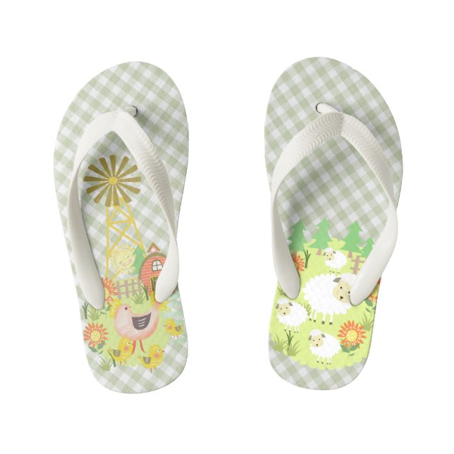 Chanclas Para Niños Granja Casa De Buffalo. Flip Flops de niños (Plantilla)