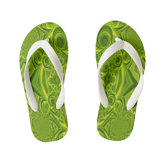 Chanclas Para Niños Green Vibrant Swirl Kids Flip Flops (Plantilla)