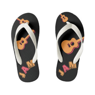 Chanclas Para Niños Guitarra Roca, Música Jam Style, Naranja y Arte Ro
