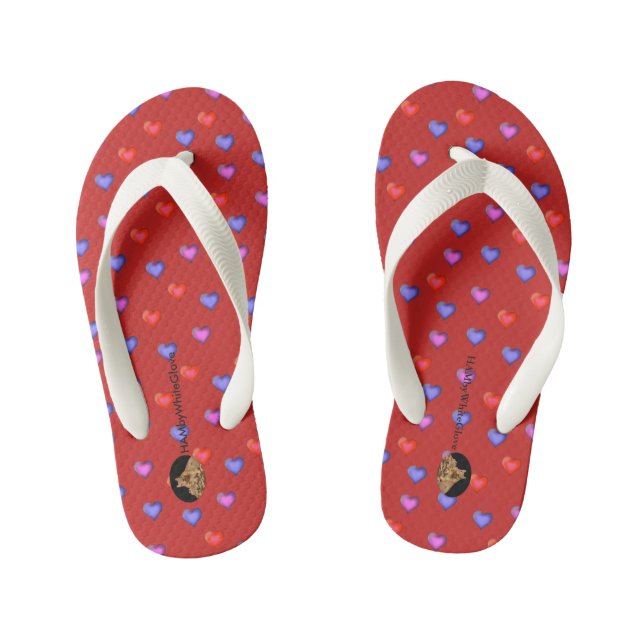 Chanclas Para Niños HAMbyWG - Flip-Flops - Pink/Purp/Red Hearts (Plantilla)