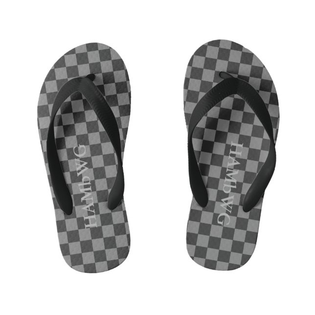 Chanclas Para Niños HAMbyWGlove Kid's - Flip-Flops Black Gray Checker (Plantilla)