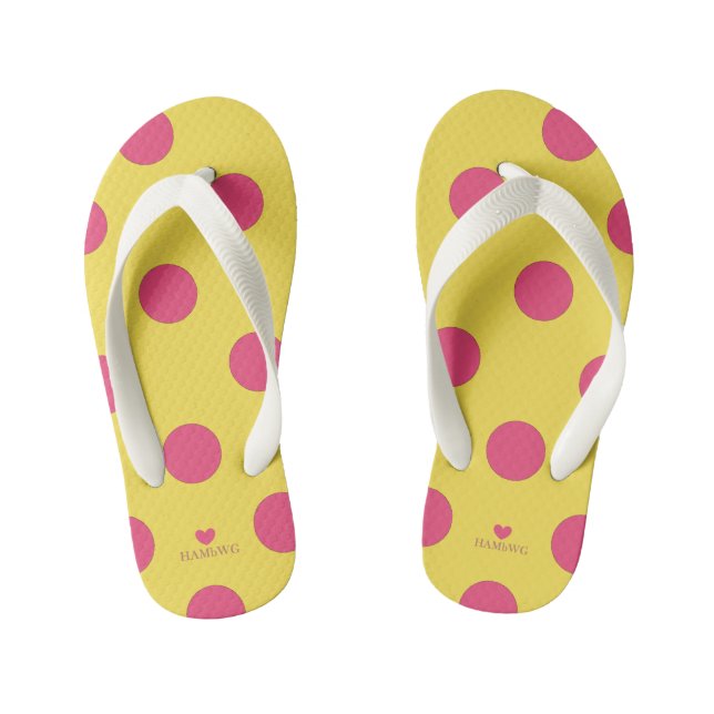 Chanclas Para Niños HAMbyWhiteGlove - Flip - Flops - puntos rosados de (Plantilla)