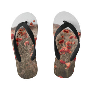 Chanclas Para Niños hermosas flores de amapola