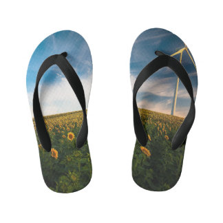 Chanclas Para Niños hermoso campo de flores solares con cielo azul tur