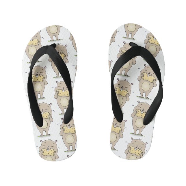 Chanclas Para Niños Hermoso hámster sonriente lindo con personalizado  (Plantilla)