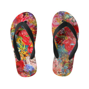 Chanclas Para Niños Hermoso Modelo Floral Brillante Abstracto Abstract