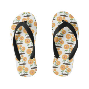 Chanclas Para Niños Hermosos girasoles alegres sonrientes ilustracion