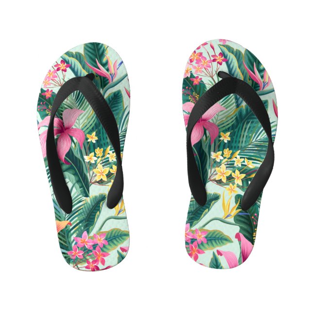 Chanclas Para Niños Hibiscus tropical: Patrón floral sin foco (Plantilla)