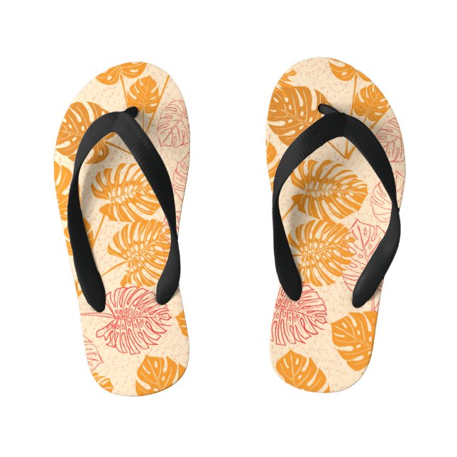 Chanclas Para Niños Hojas de monstera: silueta tropical sin soldadura (Plantilla)