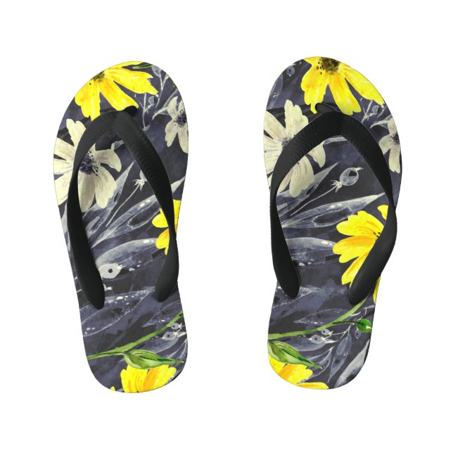 Chanclas Para Niños Hojas de otoño, bayas: patrón de acuarela. (Plantilla)