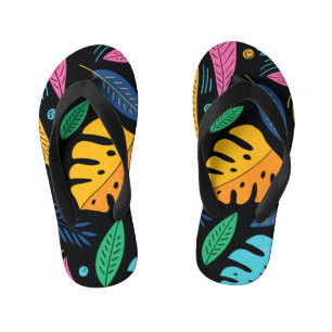 Chanclas Para Niños Hojas tropicales modernas: fondo sin costura.