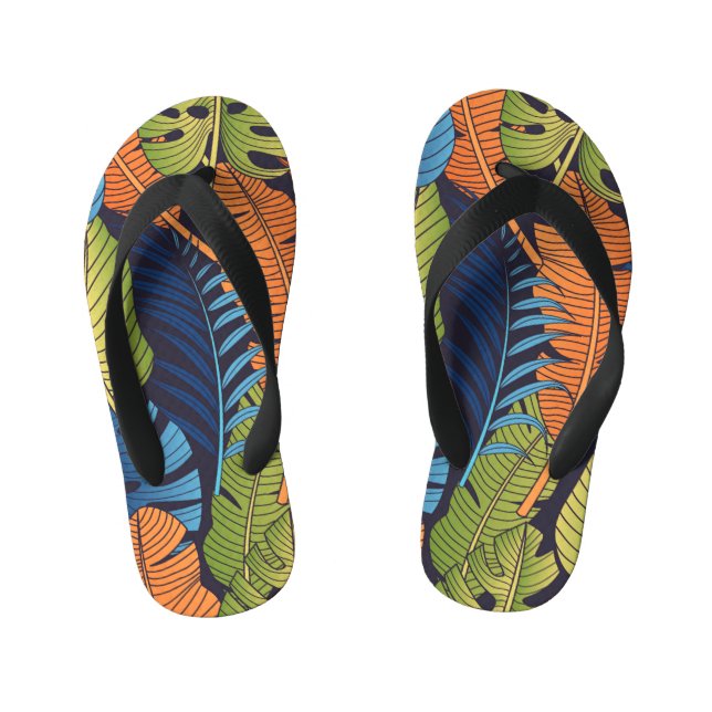 Chanclas Para Niños Hojas tropicales, patrón floral sin costuras. (Plantilla)