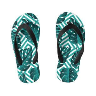 Chanclas Para Niños Hojas Tropicales: Patrón floral sin soldadura.
