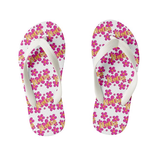Chanclas Para Niños Hola. modelo floral del cuarto de niños (Plantilla)