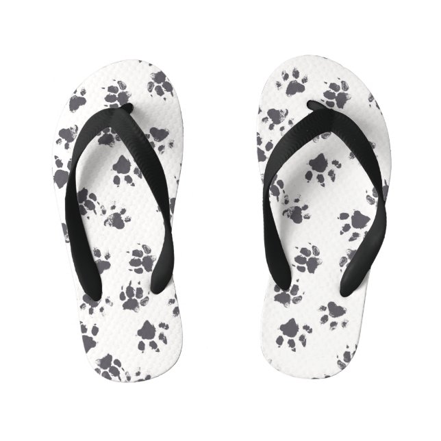 Chanclas Para Niños Huellas de trazo: Perro Monocromo sin soldadura. (Plantilla)