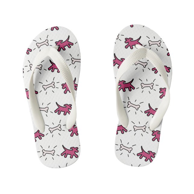 Chanclas Para Niños Huesos rosas perros Graffiti estilo niños voltear  (Plantilla)
