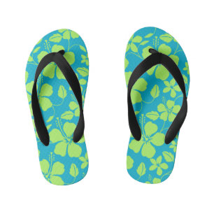 CHANCLAS PARA NIÑOS HULA HAWAIANA (HIBISCO) LIMA VERDOSO