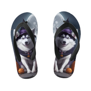 Chanclas Para Niños Husky Dog Halloween Adventure Moonlit Magic Spooky