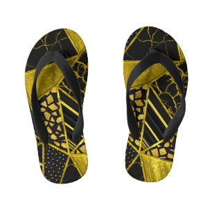 Chanclas Para Niños Ilusión de textura del triángulo negro dorado