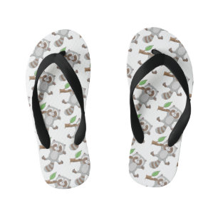 Chanclas Para Niños Ilustracion de bebé de raccoon feliz lindo