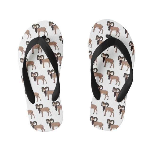Chanclas Para Niños Ilustracion de cabra de Mouflon (Plantilla)