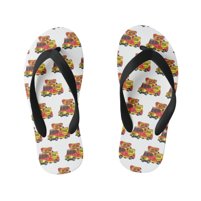 Chanclas Para Niños Ilustracion de camión de comida para perros calien (Plantilla)