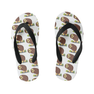 Chanclas Para Niños Ilustración de dibujos animados de búho marrón div
