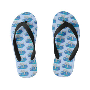 Chanclas Para Niños Ilustración de dibujos animados de delfines felice