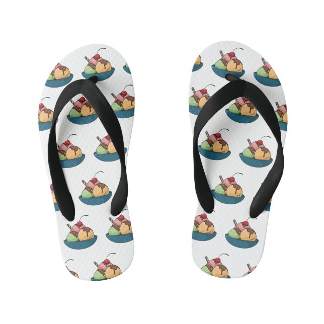 Chanclas Para Niños Ilustracion de helado personalizado (Plantilla)